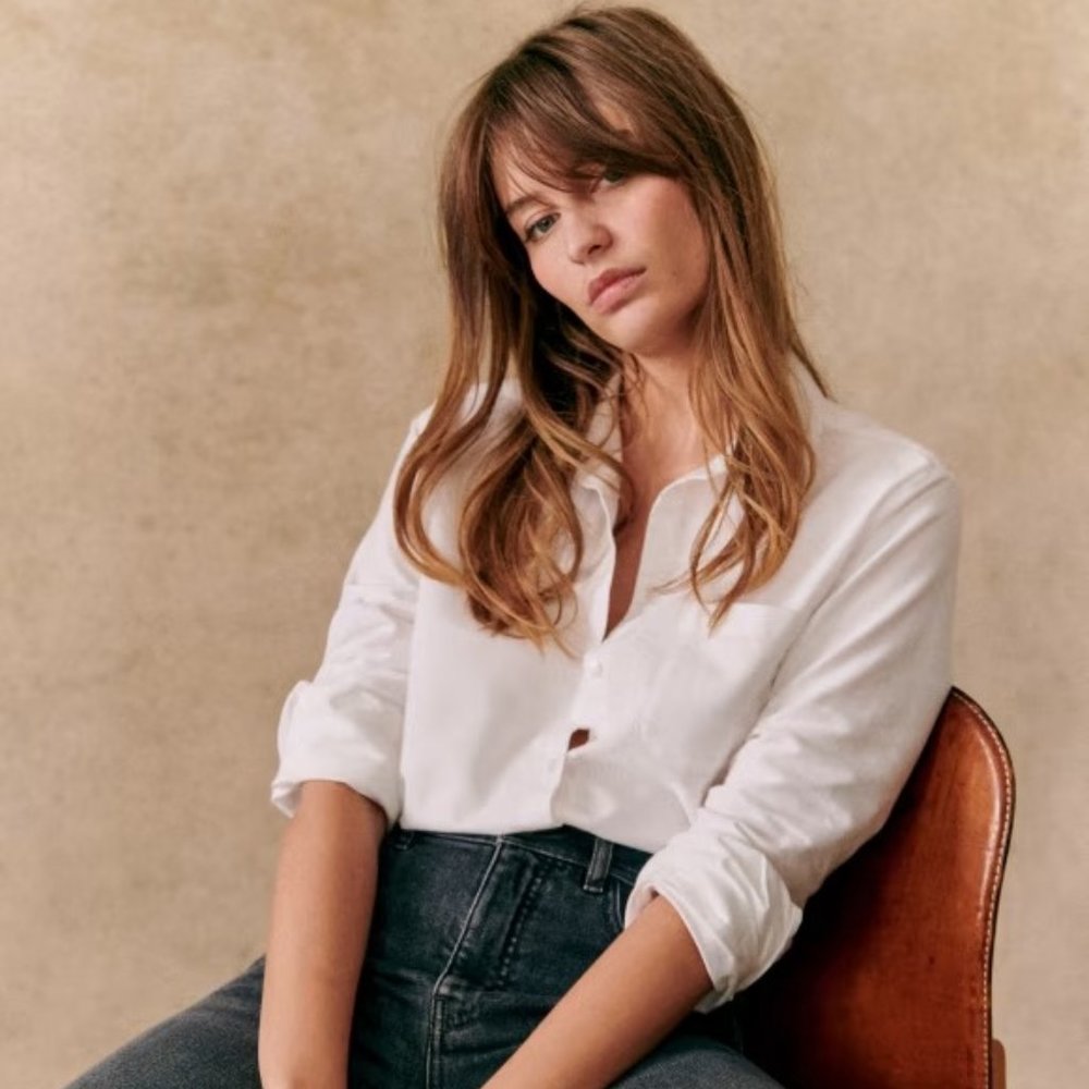 Sézane Tomboy Shirt - White. Size 34 (US 2)